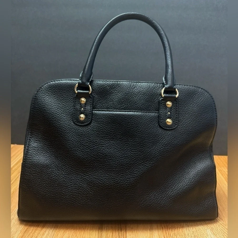 Michael Kors Black Soft Pebbled Leather Handle Purse Satchel